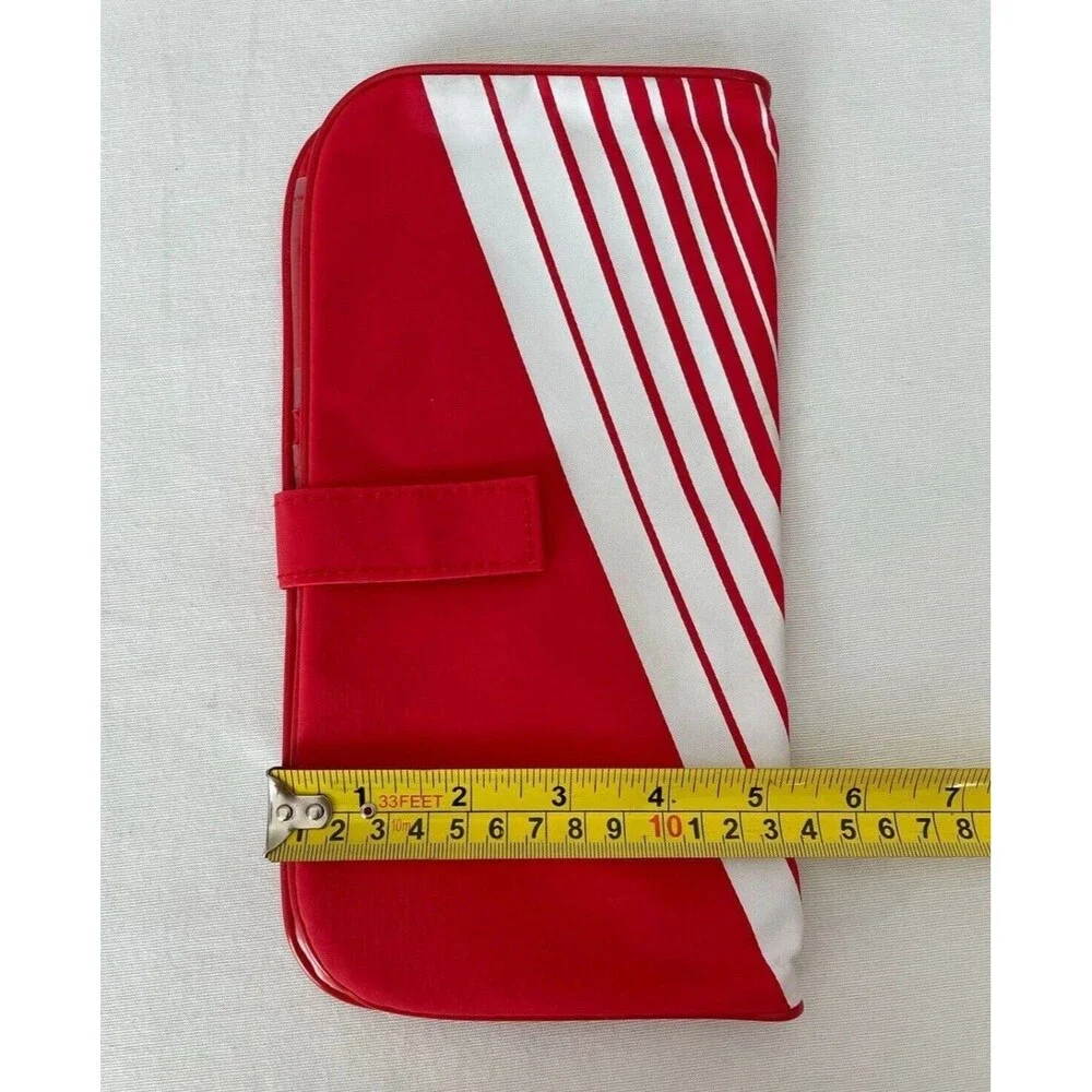 Vintage Globus Travel Organizer Red & White Vinyl 80s Airline Souvenir With Mult